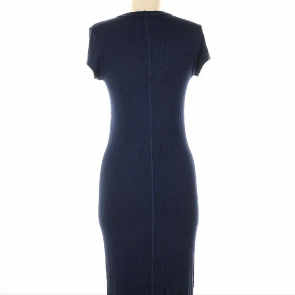Enza Costa INTERMIX Ribbed Navy Bodycon T-shirt Dress S/M - Picture 7 of 10
